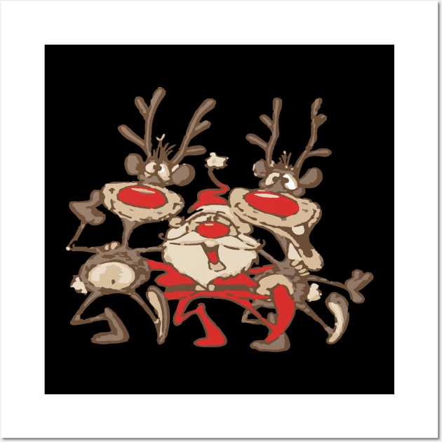Santa Reindeer Party Wall Art by madmonkey